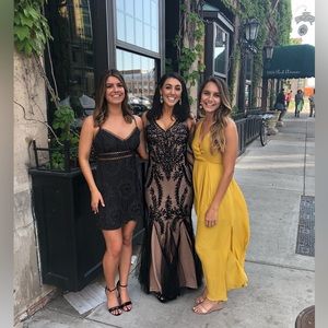 Betsy & Adam Tulle Floor Length Gown